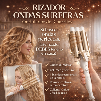 Rizador triple de ondas surferas