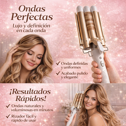 Rizador triple de ondas surferas