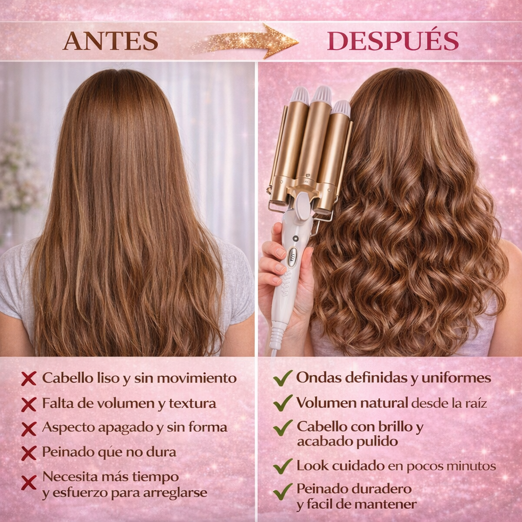 Rizador triple de ondas surferas